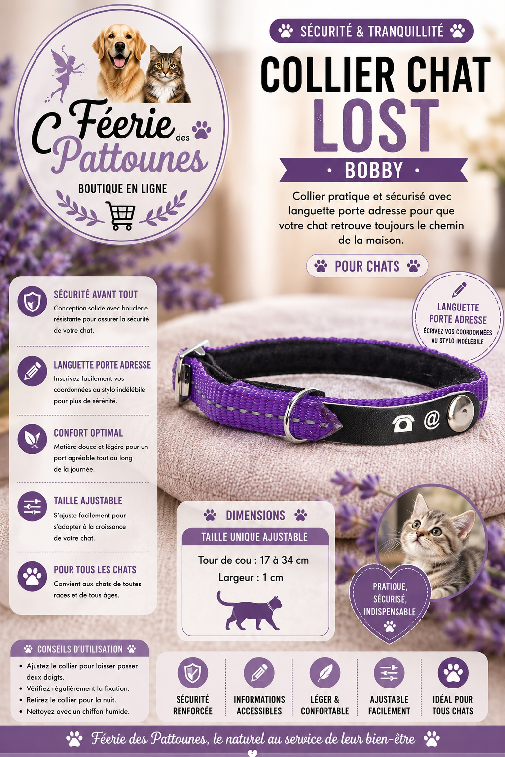 🏷️🐾 Collier Lost – Bobby (Chat)